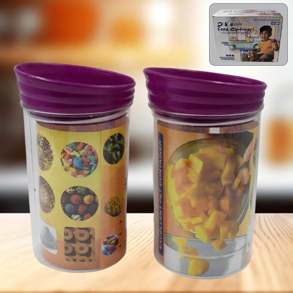 Plastic Premium Quality Kitchen Food Containers Set (1200Ml Approx, Set Of 2 Pc) - Color: Mix
