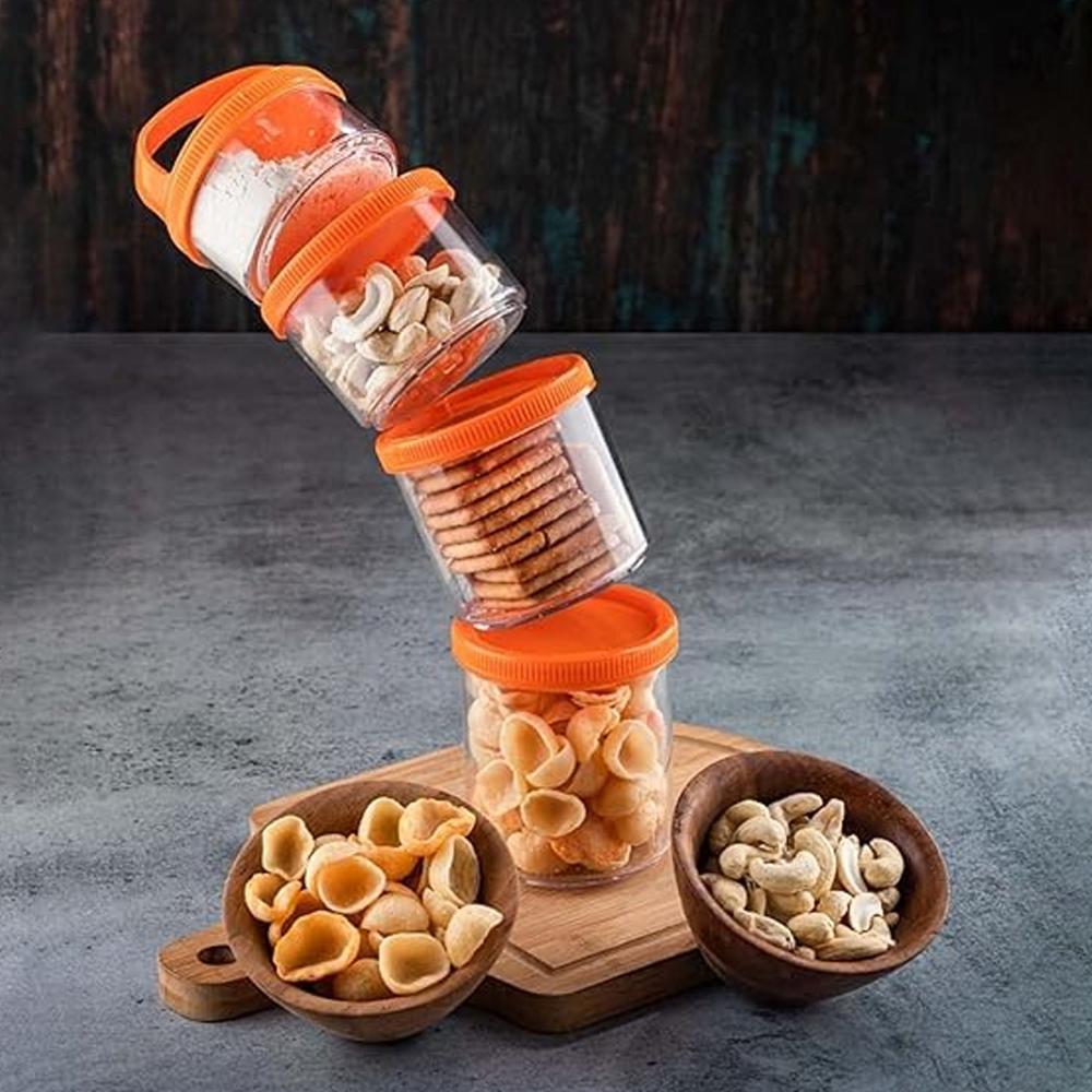 4-in-1 Stackable Dry Fruit Storage Container (1 Set) - Color: Mix