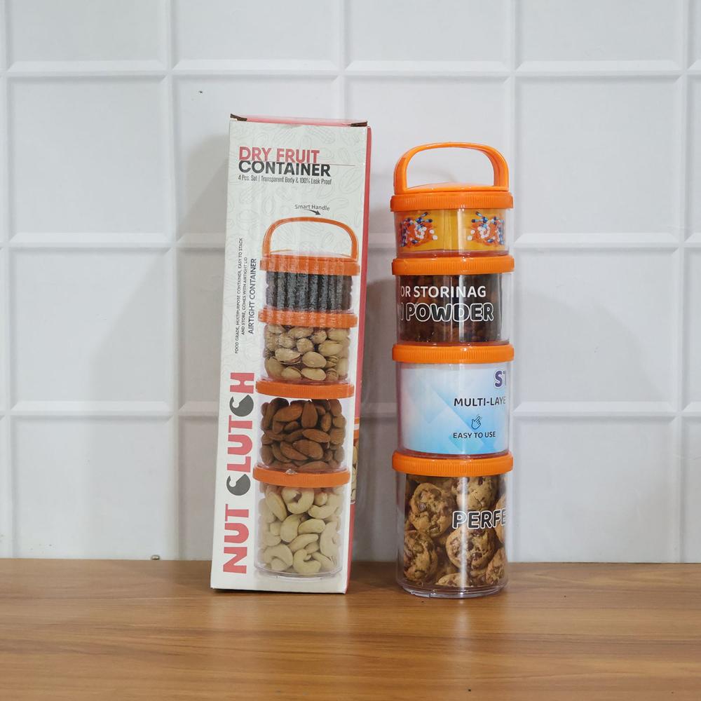 4-in-1 Stackable Dry Fruit Storage Container (1 Set) - Color: Mix