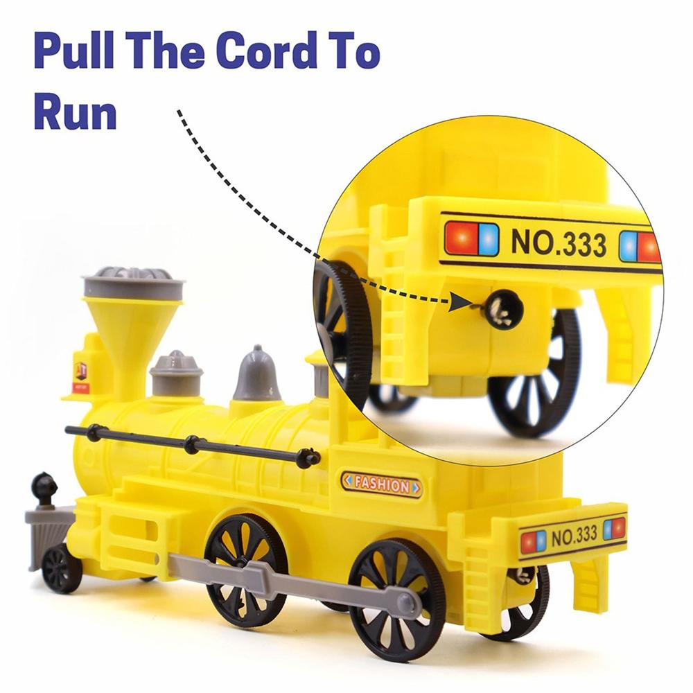 Pull And Go Train With Light Plastic Pull Back Train, 12 Cm, Mix Color | Mechanical Light Effect, Non-toxic, Impact Resistant Plastic