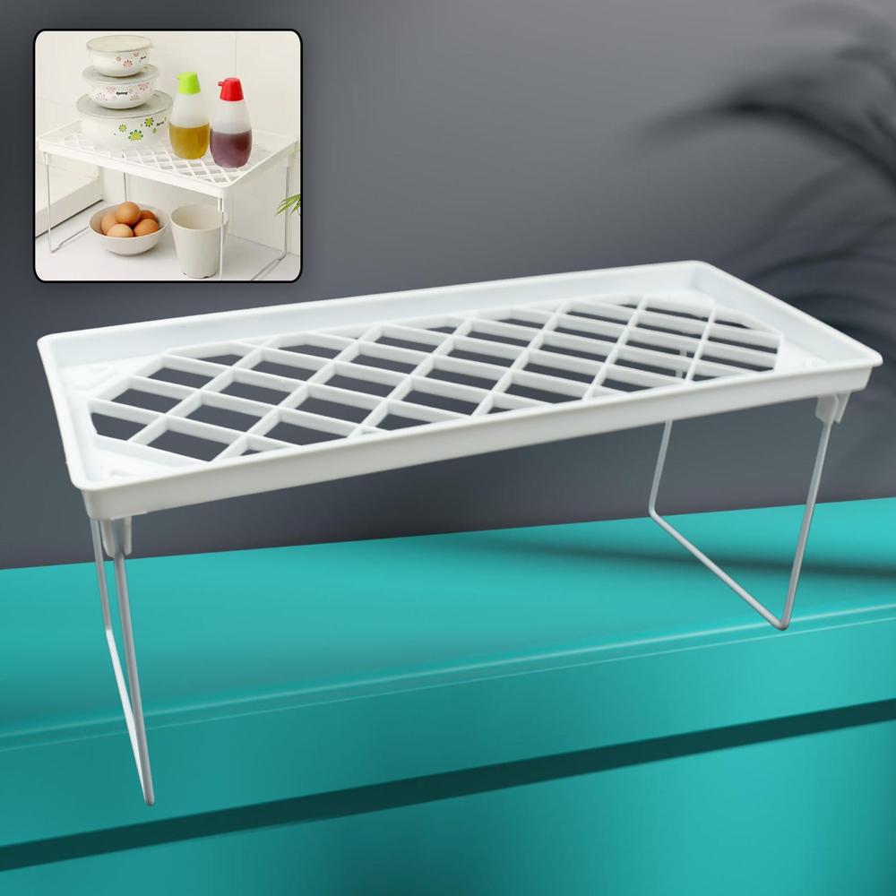 Folding Storage Organizer Stack Shelf Rack (1 Pc) - Color: Mix