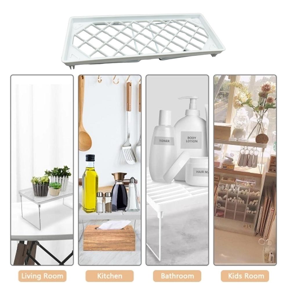 Folding Storage Organizer Stack Shelf Rack (1 Pc) - Color: Mix