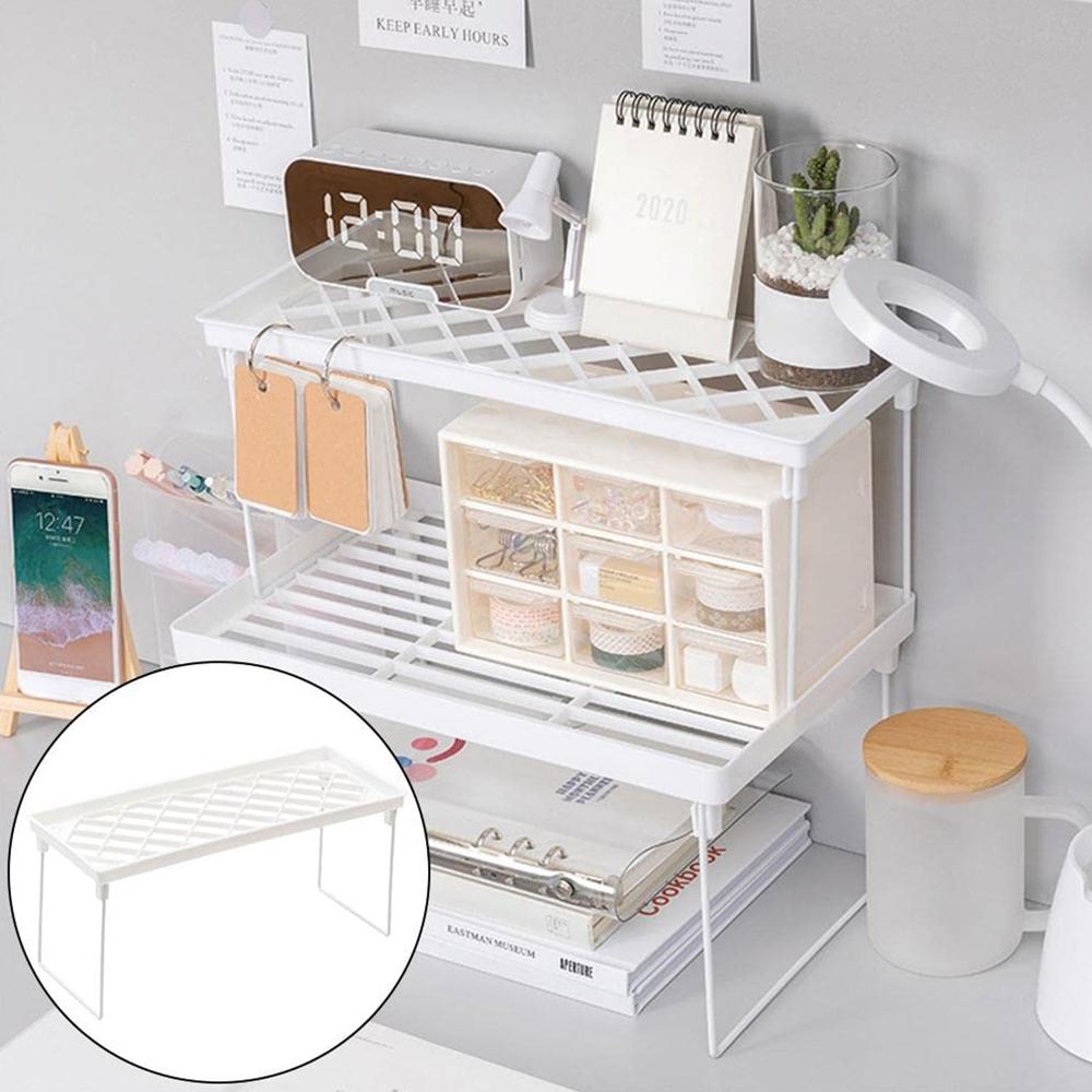 Folding Storage Organizer Stack Shelf Rack (1 Pc) - Color: Mix