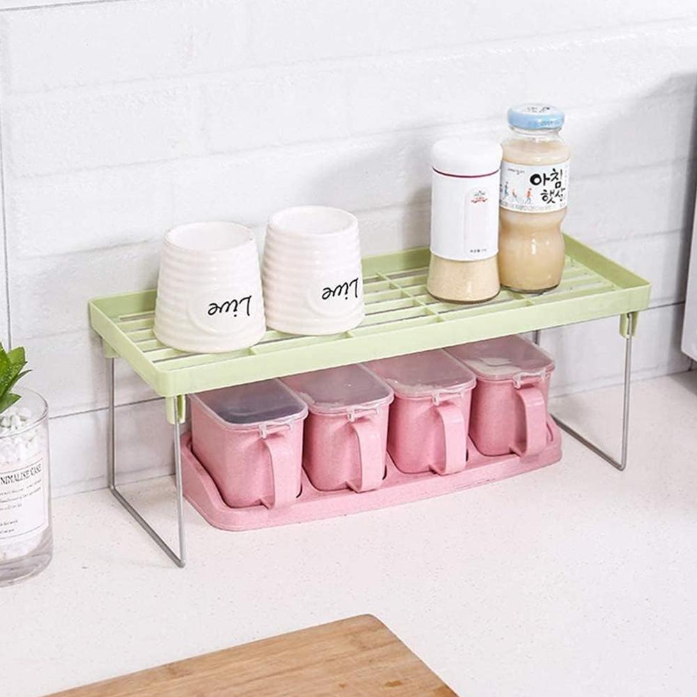 Folding Storage Organizer Stack Shelf Rack (1 Pc) - Color: Mix