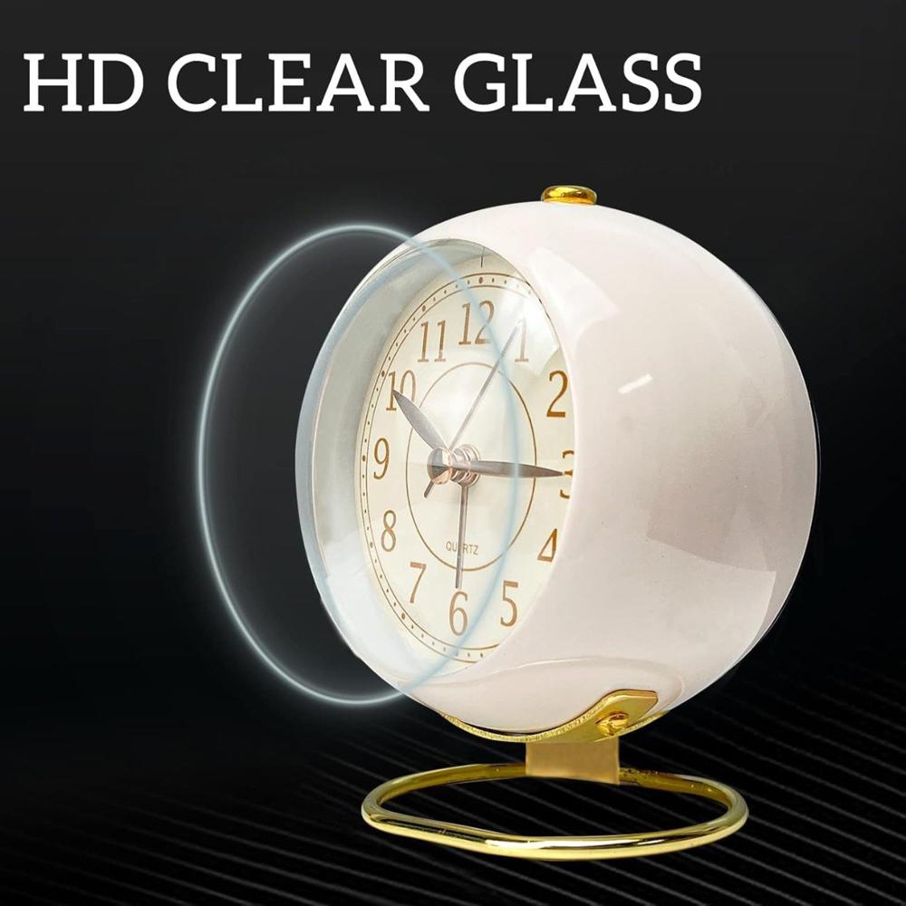 Retro Backlight Cute Simple Design Small Desk Clock With Night Light