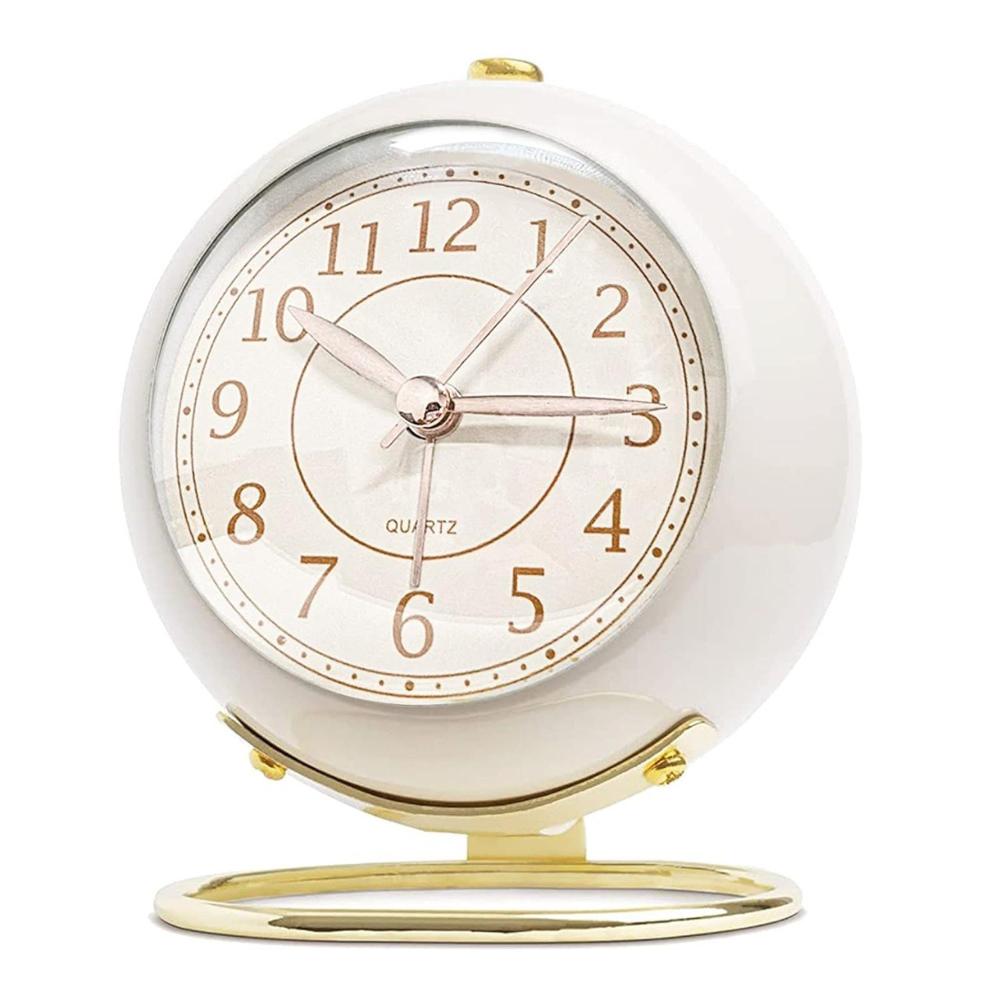Retro Backlight Cute Simple Design Small Desk Clock With Night Light
