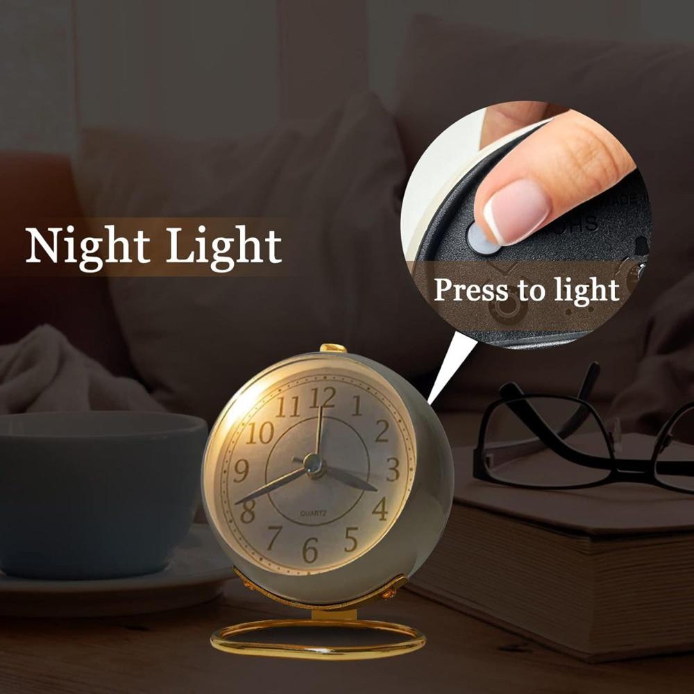 Retro Backlight Cute Simple Design Small Desk Clock With Night Light