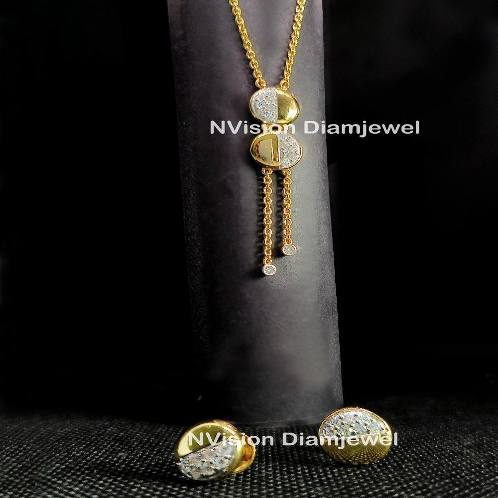 Exquisite 18KTGold & Natural Diamond Minimalist Pendant Set
