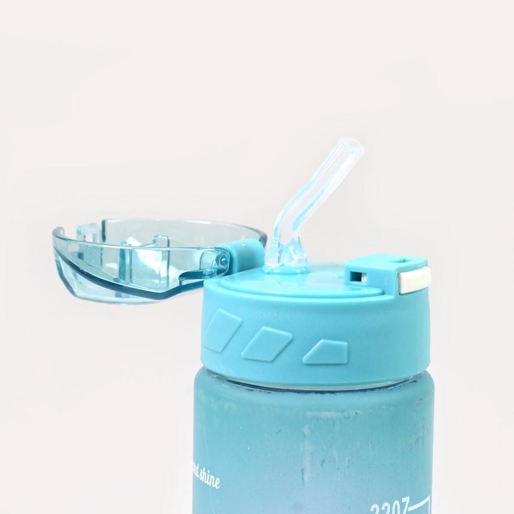 Plastic Colorful Motivational Water Bottle With Straw (900 Ml) - Color: Mix