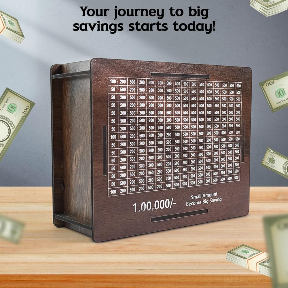 Wooden Money / Piggy Bank, Money Box (1 Pc / Pen Not Included) - Color: Mix