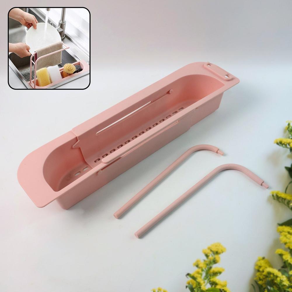 Over-Sink Expandable Sink Caddy With Dual Towel Bar & Drip Tray - Color: Mix
