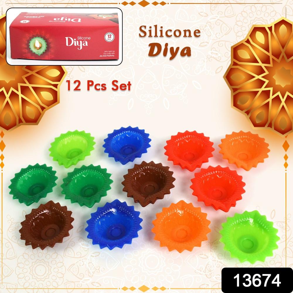 Silicone Diya for Diwali Attractive Design Colourful Diya Combo, Diwali (6 Pcs Set)