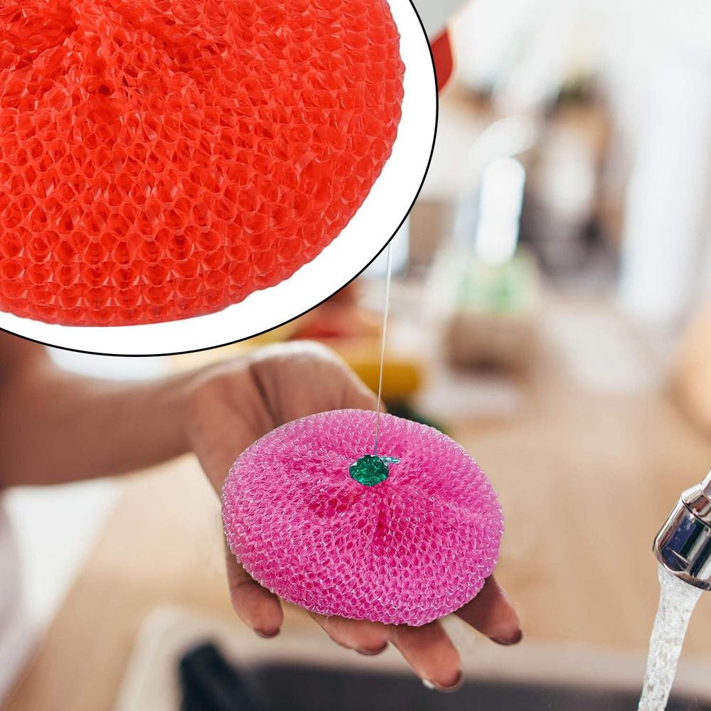 Plastic Scrubber Round Nylon Scrubbers (12Pcs Set) - Color: Mix