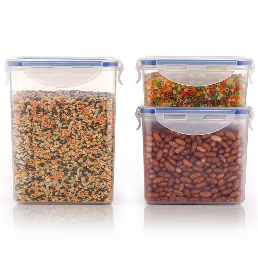 Rectangle Food Storage Containers: Airtight, Leak-Proof Lids (3-Pack, Clear Abs) - Color: Mix
