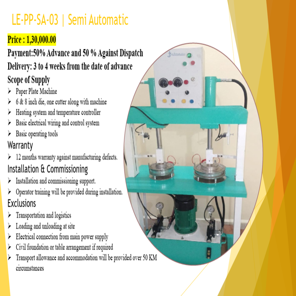Paper Plate Making Machine Semi Automatic - Application: Industrial Automation