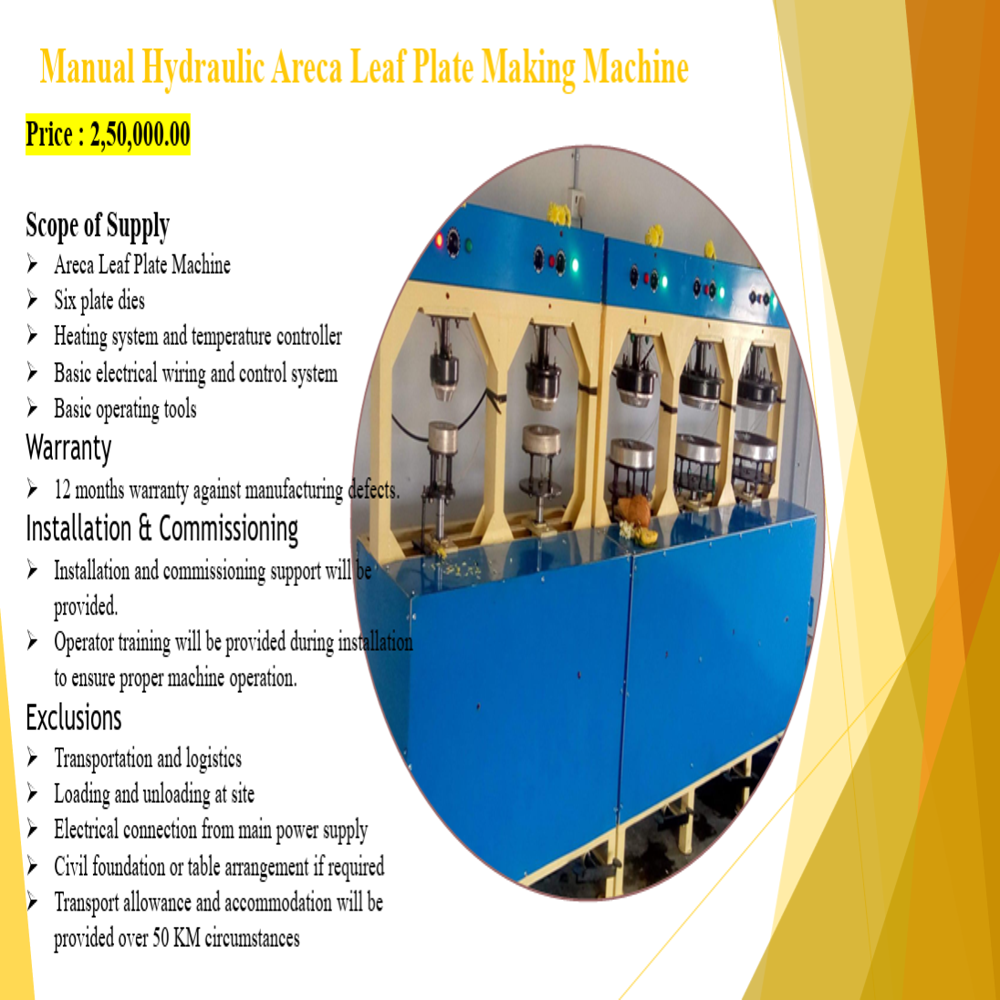 Manual Hydraulic Areca Leaf Plate Making Machine