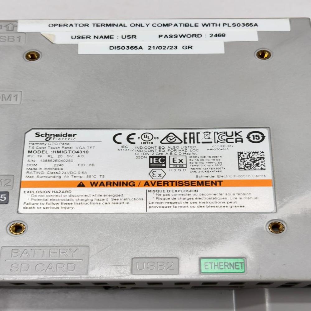 SCHNEIDER ELECTRIC HMIGTO4310 HARMONY GTO PANEL