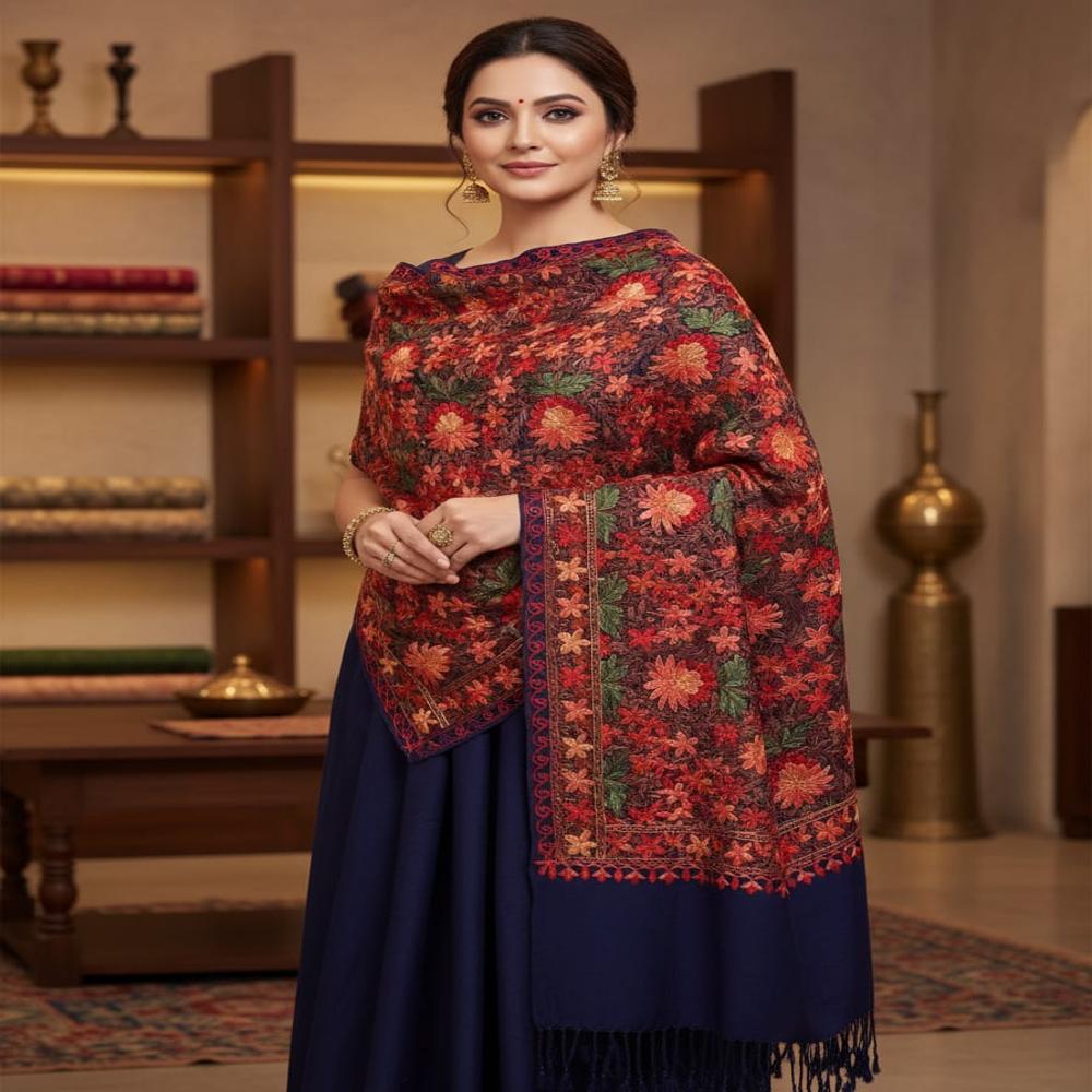 Wool Blended Aari Work Stoles