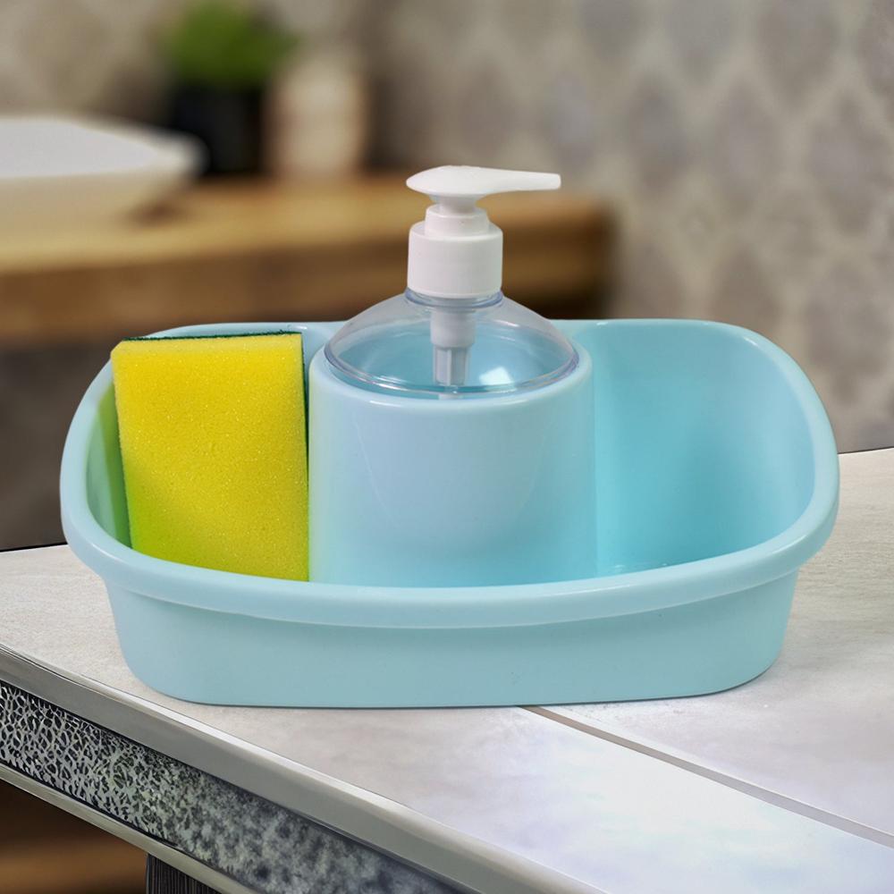 3 In 1 Hand Wash Liquid Soap Dispenser With Sponge Holder (1 Set) - Color: Mix
