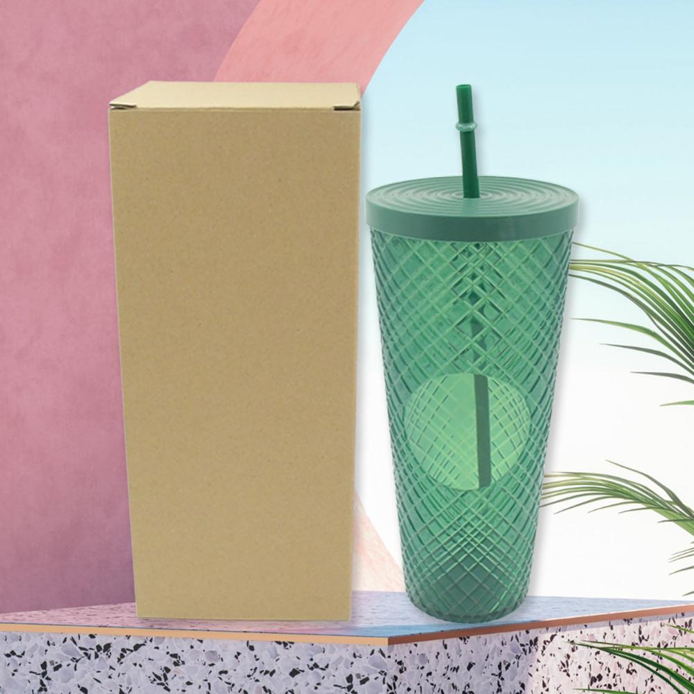 Cup With Straw & Led Lighting Reusable Matte Studded Tumbler (1 Pc) - Color: Mix
