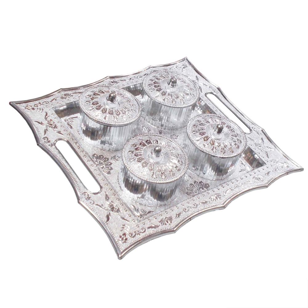 Dry Fruit Air Tight Bowls Tray With Lids 4 Section Snacks Mukhvas Dani - Color: Mix