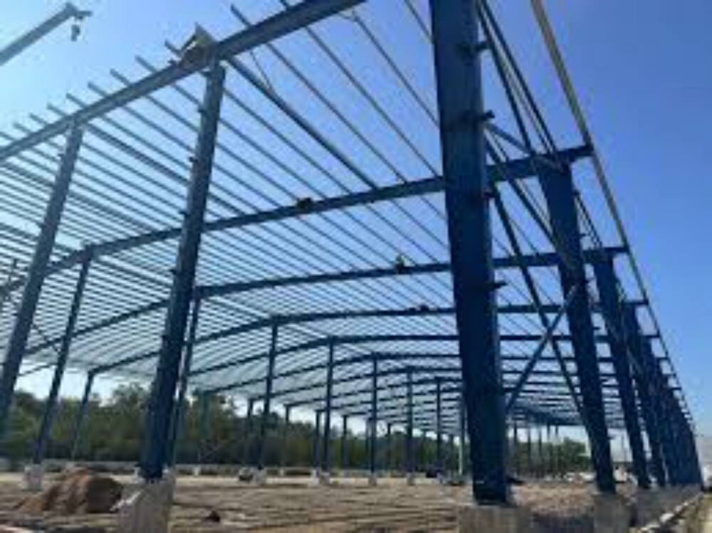 Industrial Structure Type Shed - Color: Blue Paint Coated