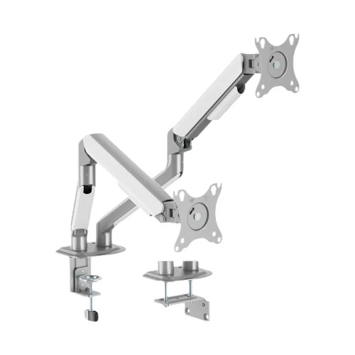 Dual Computer Monitor Arms - Silver Grey