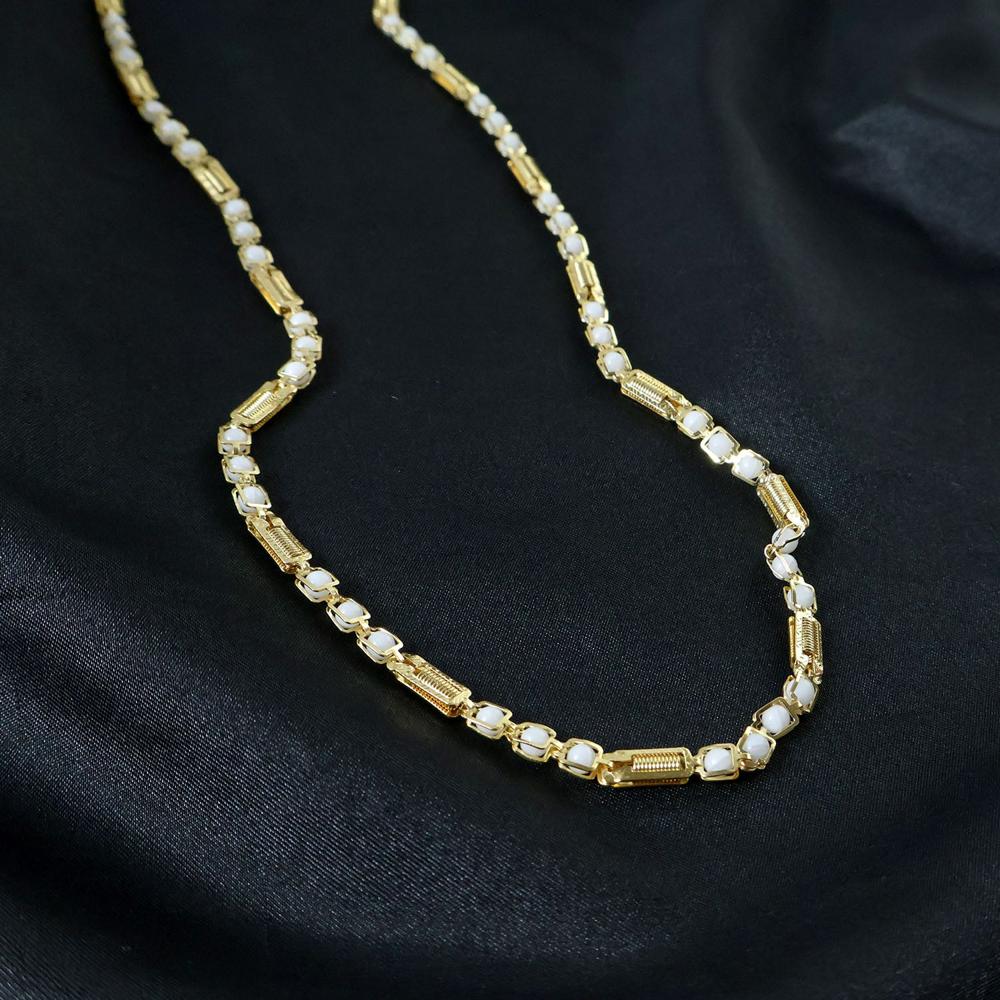 Gold-Tone Designer Chain Necklace (1 Pc) - Color: Mix