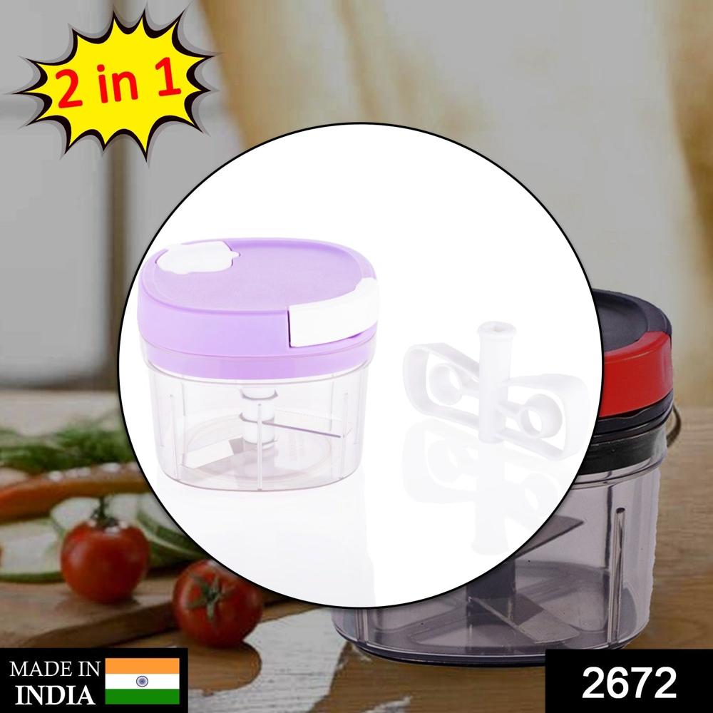 2In1 Handy Chopper And Slicer For Home & Kitchen (600Ml Capacity) - Color: Mix