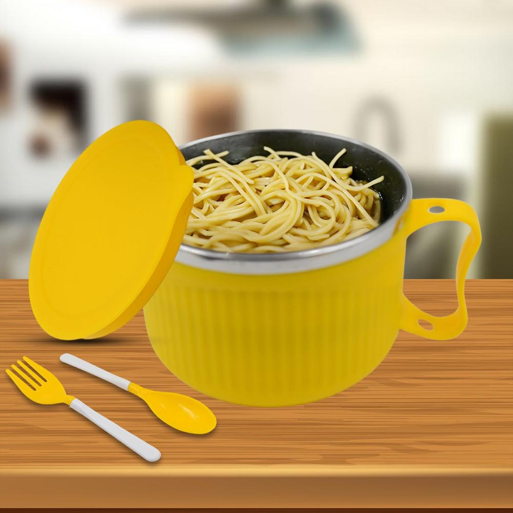 Safe Double-Layer Maggie Bowl With Lid & Handle Versatile Bowl For Meals - Color: Mix