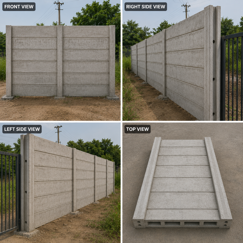 Concrete School Boundary Wall - 4 Inch Thick, Gray Concrete Panel | Smooth Surface Treatment, Ideal For Industrial Wall Applications