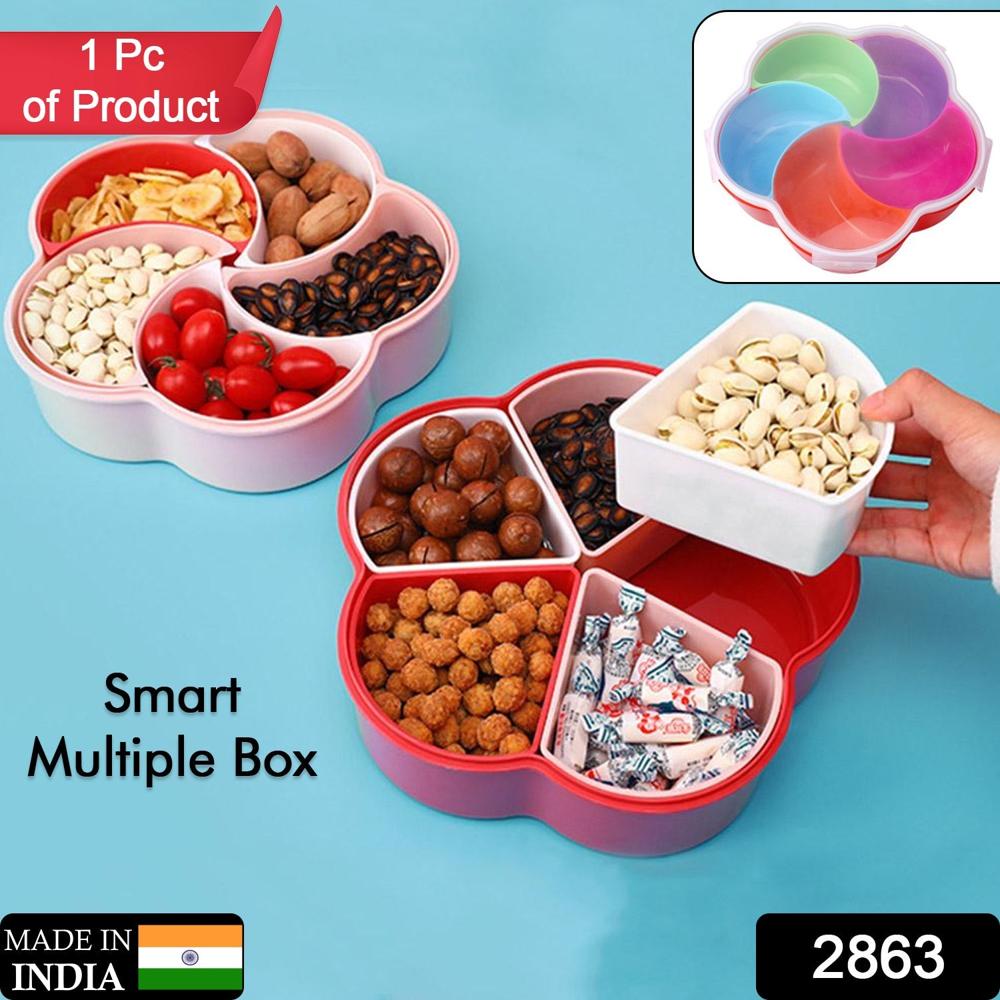 5Compartments Party Food Storage Snack Nuts Box - Color: Mix