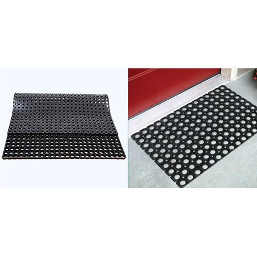 Rubber Ring Mats - Durable Rubber, 2 Feet By 3 Feet, Black | Anti-slip Surface, Rectangular Shape, Ideal For Doorways And Outdoor Use