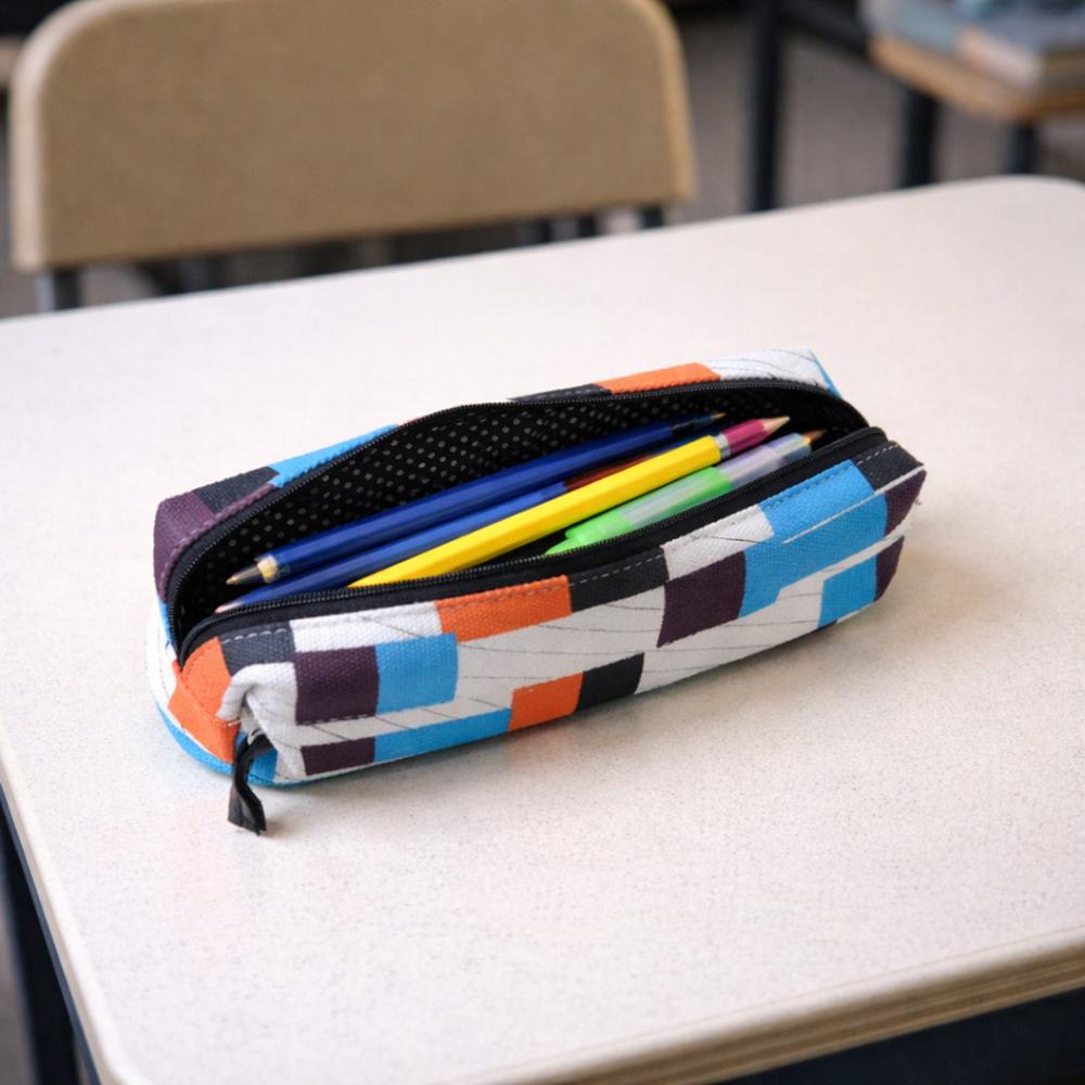 Multipurpose Printed Zipper Pencil Pouch Organizer For Students (1 Pc) - Color: Mix