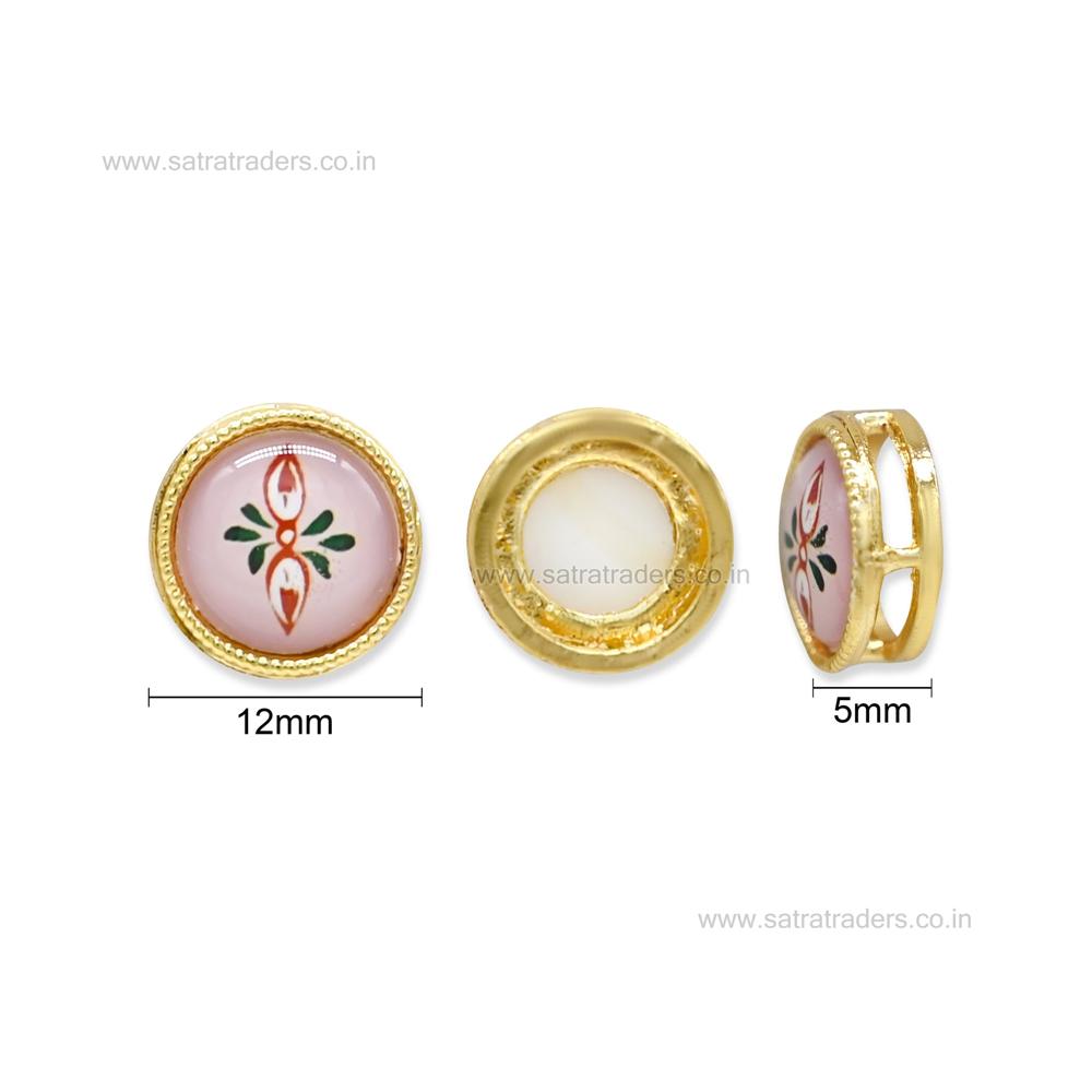 Round Floral Meenakari Beads | Size : 12mm | Qty : 12pcs | MKB116