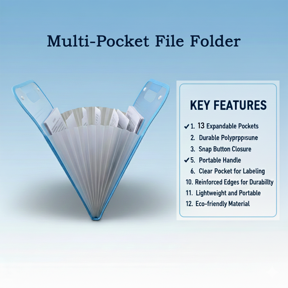 13 Pocket Document File Folder With Handle - Color: Mix