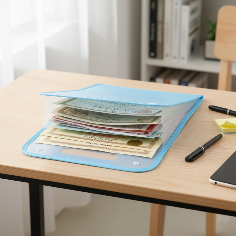 13 Pocket Document File Folder With Handle - Color: Mix