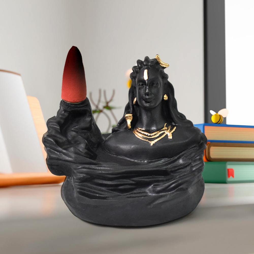 Adiyogi Shiva Backflow Smoke Fountain Incense Holder Burner (1 Pc) - Color: Mix