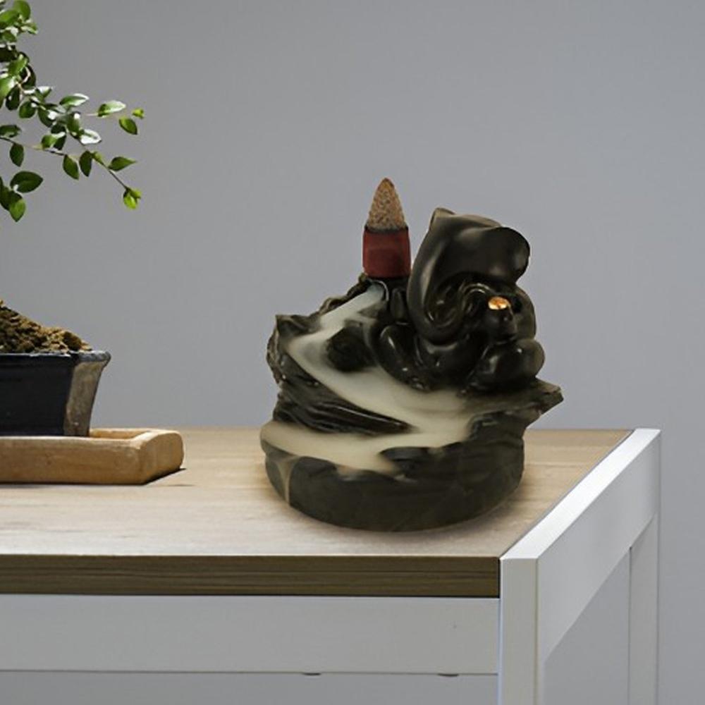 Smoke Fountain Ganesha Idol Decoration Items 8 Pc Backflow Incense Cones (1 Pc) - Color: Mix