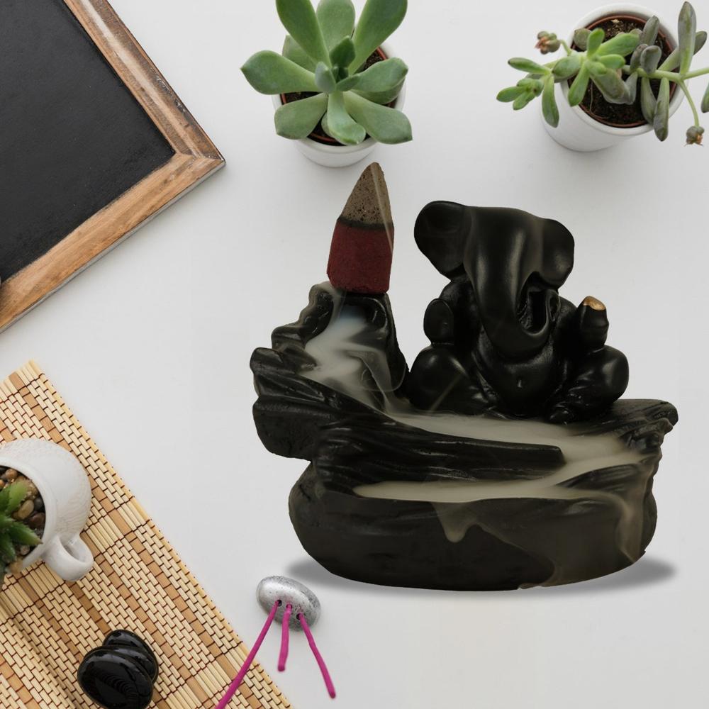 Smoke Fountain Ganesha Idol Decoration Items 8 Pc Backflow Incense Cones (1 pc)