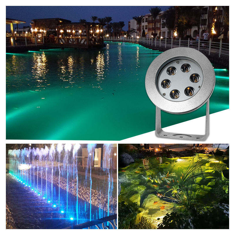 RGBW 24W LED Fountain Light IP68 Waterproof Stainless Steel Underwater Fountain Light