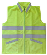 Customised Reflective Jacket - Polyester, Free Size, Fluorescent Orange With Silver Stripes | High-visibility, 360-degree Reflection, Sleeveless, Front Zipper Closure