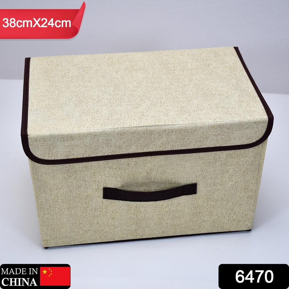 Foldable Storage Box With Lid And Handles Cotton Linen Organizer For Nursery - Color: Mix