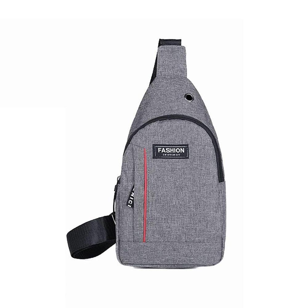 Waterproof Anti-Theft Crossbody Fanny Pack USB Charging & Earphone Hook (Grey/Blue)