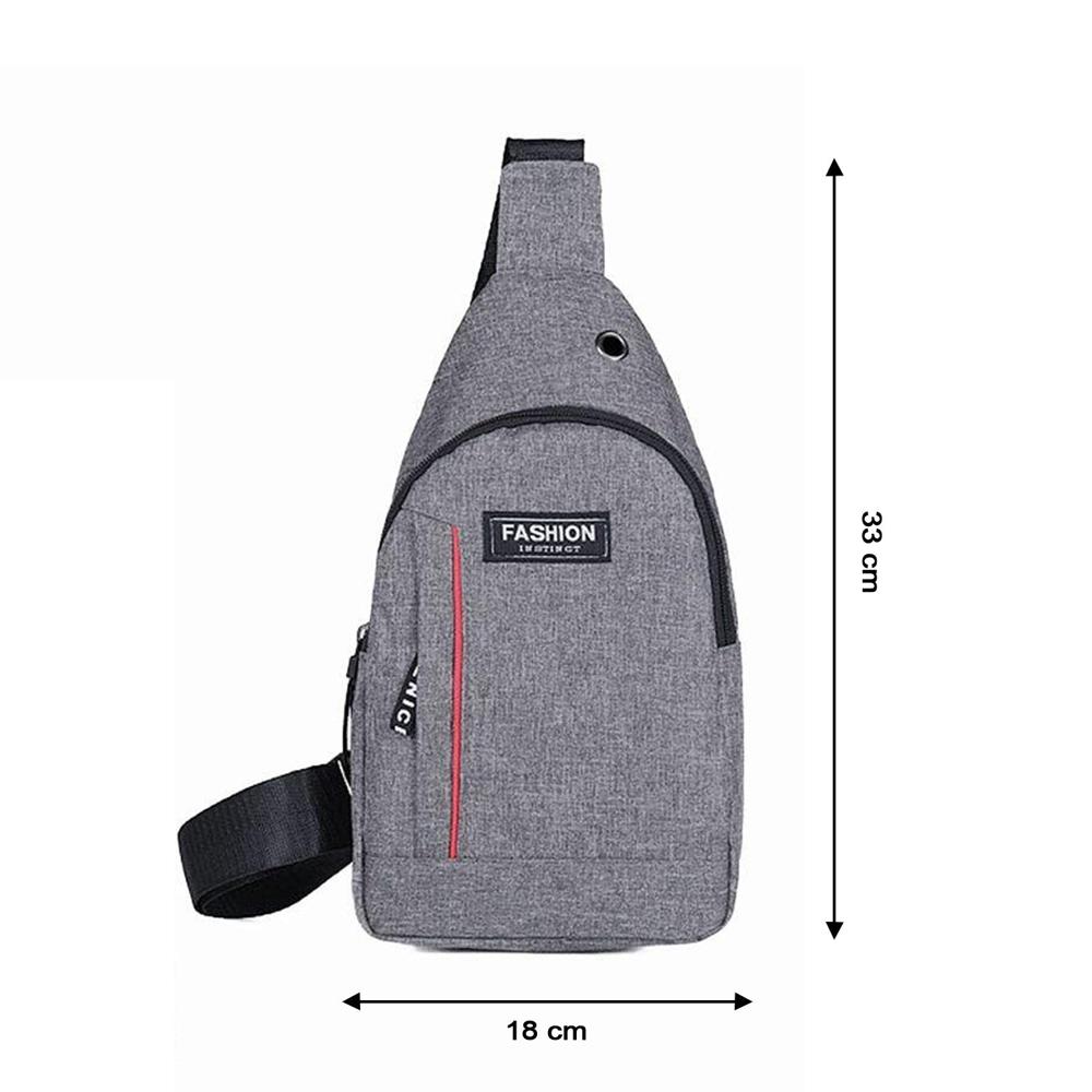 Waterproof Anti-Theft Crossbody Fanny Pack USB Charging & Earphone Hook (Grey/Blue)