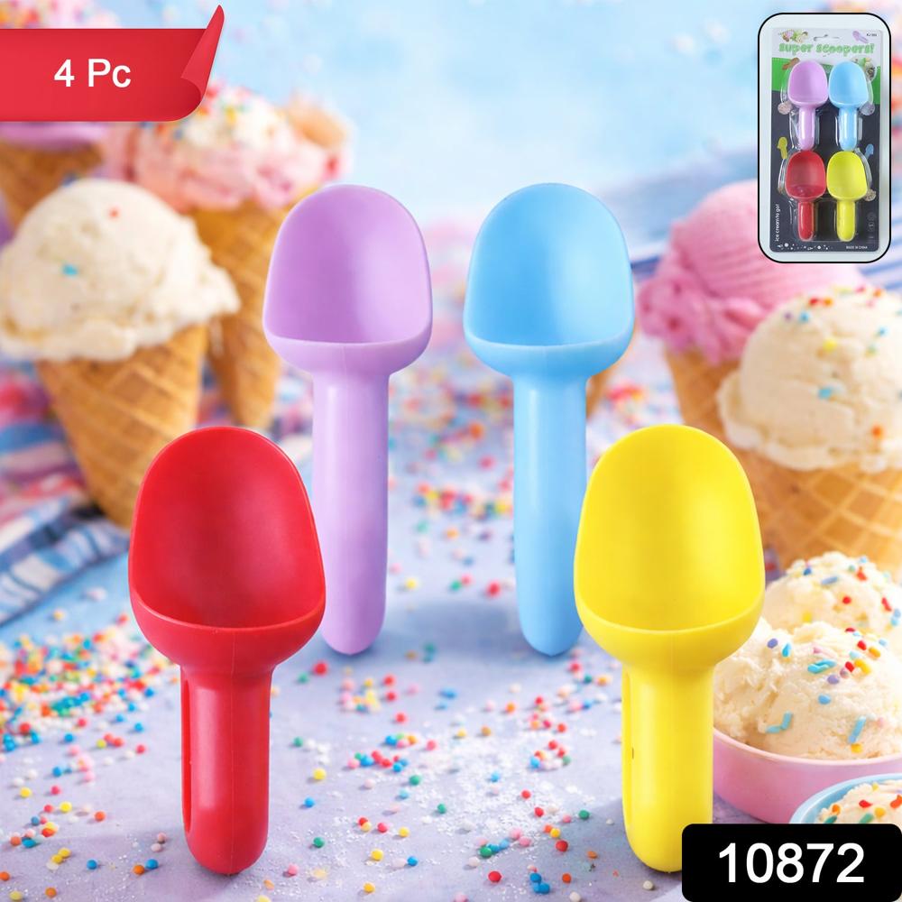 Plastic Ice Cream Scoop Set (4 Pc) - Color: Mix