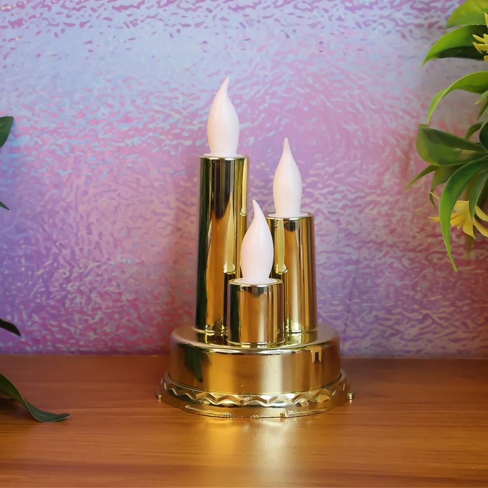 Led Flameless Candle Lamp With Triple Candle Design (1 Pc) - Color: Mix