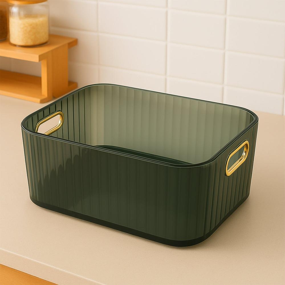 Premium Ribbed Transparent Storage Basket - Color: Mix