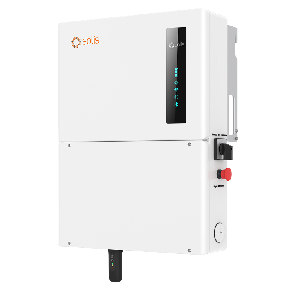 Solis 7.6kw Single Phase Energy Storage Inverter, 7,600W Output, 3 MPPTs, Max. Efficiency 97.6%.