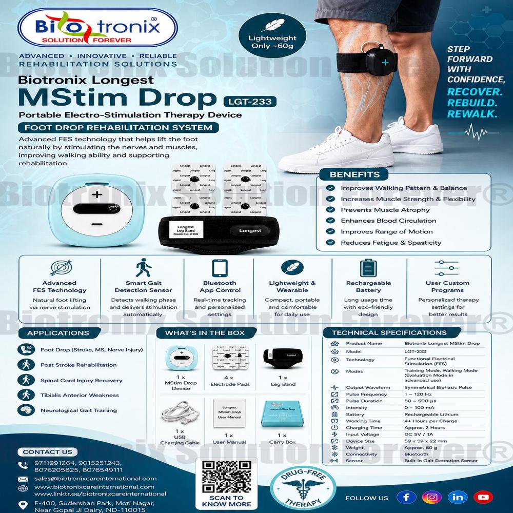 Foot Drop Physiotherapy Stimulator for Balance Recovery